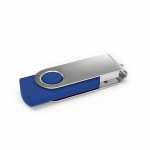 USB su misura in plastica con clip metallica rotante prodotta in UE color blu vista angolo frontale sinistro