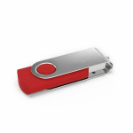 USB su misura in plastica con clip metallica rotante prodotta in UE color rosso vista angolo frontale sinistro