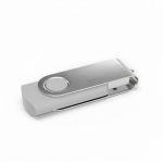 USB su misura in plastica con clip metallica rotante prodotta in UE color bianco vista angolo frontale sinistro
