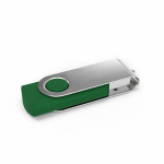 USB su misura in plastica con clip metallica rotante prodotta in UE color verde vista angolo frontale sinistro
