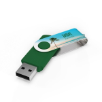 USB su misura in plastica con clip metallica rotante prodotta in UE color verde vista con stampa