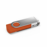 USB su misura in plastica con clip metallica rotante prodotta in UE color arancione vista angolo frontale sinistro