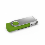 USB su misura in plastica con clip metallica rotante prodotta in UE color lime vista angolo frontale sinistro