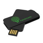 Memoria USB su misura in plastica rotante prodotta in UE color nero vista con stampa