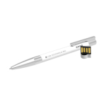 Penna USB su misura in gomma e metallo prodotta in UE color bianco vista con stampa