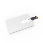 Tessera USB su misura dalla forma ultrasottile prodotta in UE color bianco vista angolo frontale sinistro