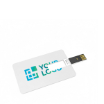 Tessera USB su misura dalla forma ultrasottile prodotta in UE color bianco vista area di stampa