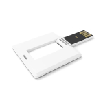 Memoria USB su misura quadrata e a scomparsa prodotta in UE color bianco vista angolo posteriore sinistro