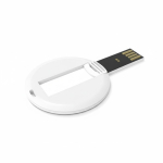 Memoria USB su misura rotonda e a scomparsa prodotta in UE color bianco vista angolo frontale sinistro