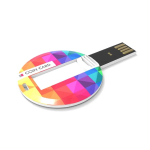 Memoria USB su misura rotonda e a scomparsa prodotta in UE color bianco vista con stampa
