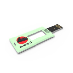 Memoria USB su misura formato Mini Card prodotta in UE color bianco vista con stampa