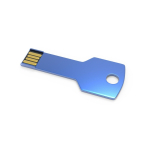 USB su misura in metallo a forma di chiave prodotta in UE color blu vista angolo frontale destro