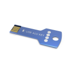 USB su misura in metallo a forma di chiave prodotta in UE color blu vista con stampa