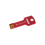 USB su misura in metallo a forma di chiave prodotta in UE color rosso vista con stampa
