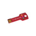 USB su misura in metallo a forma di chiave prodotta in UE color rosso vista con stampa