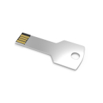 USB su misura in metallo a forma di chiave prodotta in UE color argento vista angolo frontale destro
