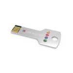 USB su misura in metallo a forma di chiave prodotta in UE color argento vista con stampa
