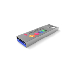 USB su misura in metallo con foro di aggancio prodotta in UE color argento vista con stampa
