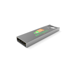 USB su misura in metallo con foro di aggancio prodotta in UE color argento vista con stampa