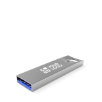 USB su misura in metallo per mazzo di chiavi prodotta in UE color argento vista area di stampa