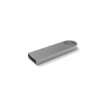 USB su misura in metallo piccola e agganciabile prodotta in UE color argento vista angolo frontale sinistro