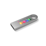 USB su misura in metallo piccola e agganciabile prodotta in UE color argento vista con stampa