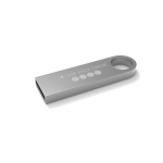 USB su misura in metallo piccola e agganciabile prodotta in UE color argento vista con stampa