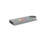 USB su misura in metallo piccola e agganciabile prodotta in UE color argento vista con stampa