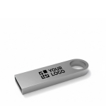 USB su misura in metallo piccola e agganciabile prodotta in UE color argento vista area di stampa