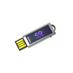 USB su misura in metallo con formato estraibile prodotta in UE color argento vista con stampa