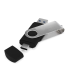 USB su misura in metallo con connettore USB e Tipo-C prodotta in UE color nero vista dettaglio
