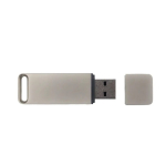 USB su misura in metallo con cappuccio di chiusura prodotta in UE color argento vista frontale
