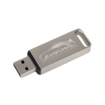 USB su misura in metallo con cappuccio di chiusura prodotta in UE color argento vista con stampa