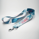 Lanyard su misura in poliestere per sublimazione prodotto in UE color bianco