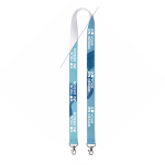 Lanyard su misura in poliestere con 2 moschettoni per sublimazione color bianco vista area di stampa