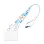 Lanyard su misura in RPET con due moschettoni o clip color bianco