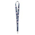 Lanyard su misura realizzato in poliestere con moschettone o clip color blu oltremare