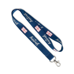 Lanyard su misura realizzato in poliestere con moschettone o clip color blu oltremare