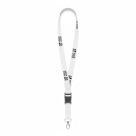 Lanyard su misura sganciabile in poliestere con moschettone o clip color bianco vista area di stampa
