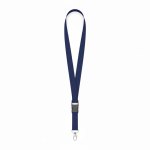Lanyard su misura sganciabile in poliestere con moschettone o clip color blu oltremare settima vista