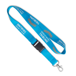 Lanyard su misura in poliestere con fibbia sganciabile color blu