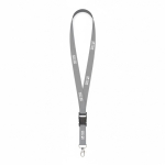 Lanyard su misura in poliestere con fibbia sganciabile color grigio vista area di stampa