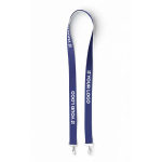 Lanyard su misura in poliestere con 2 moschettoni a scelta color blu oltremare vista area di stampa
