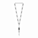 Lanyard su misura sganciabile in cotone organico con moschettone color bianco