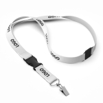 Lanyard su misura sganciabile in cotone organico con moschettone color bianco