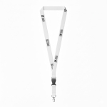 Lanyard su misura sganciabile in cotone organico con moschettone color bianco vista area di stampa