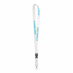 Lanyard su misura sganciabile realizzato in bambù con moschettone color bianco vista area di stampa