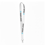 Lanyard su misura realizzato in amido di mais con moschettone color bianco vista area di stampa
