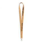 Lanyard su misura realizzato in sughero con moschettone a scelta color marrone vista area di stampa