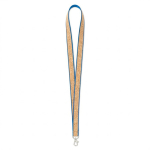 Lanyard su misura realizzato in poliestere e sughero con moschettone color blu settima vista